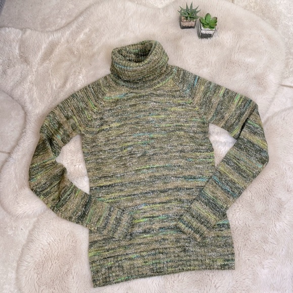 Columbia Sweaters - Columbia Sweater Green Marled Knit Turtleneck Size Small Cotton